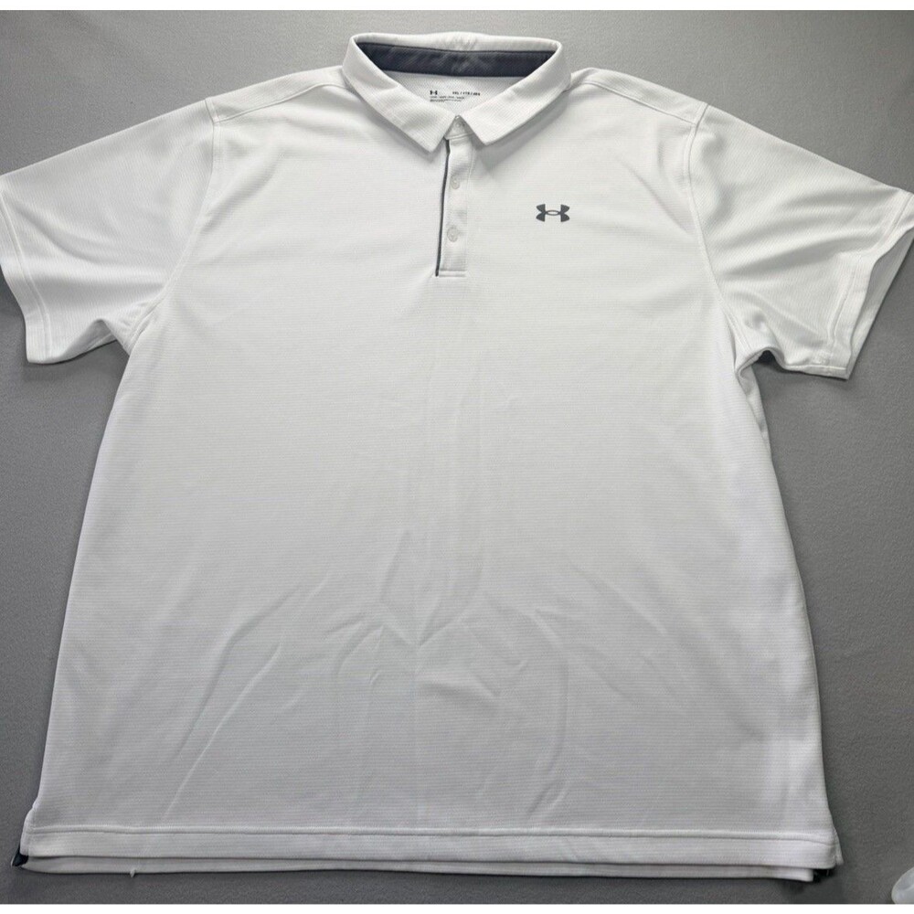 Under Armour HeatGear Polo Shirt Men's 4XL White Short Sleeve Golf Loose